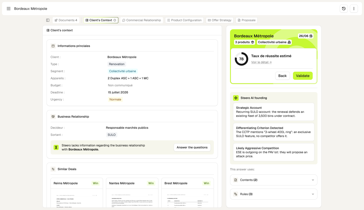 Steero — Client's Context screen