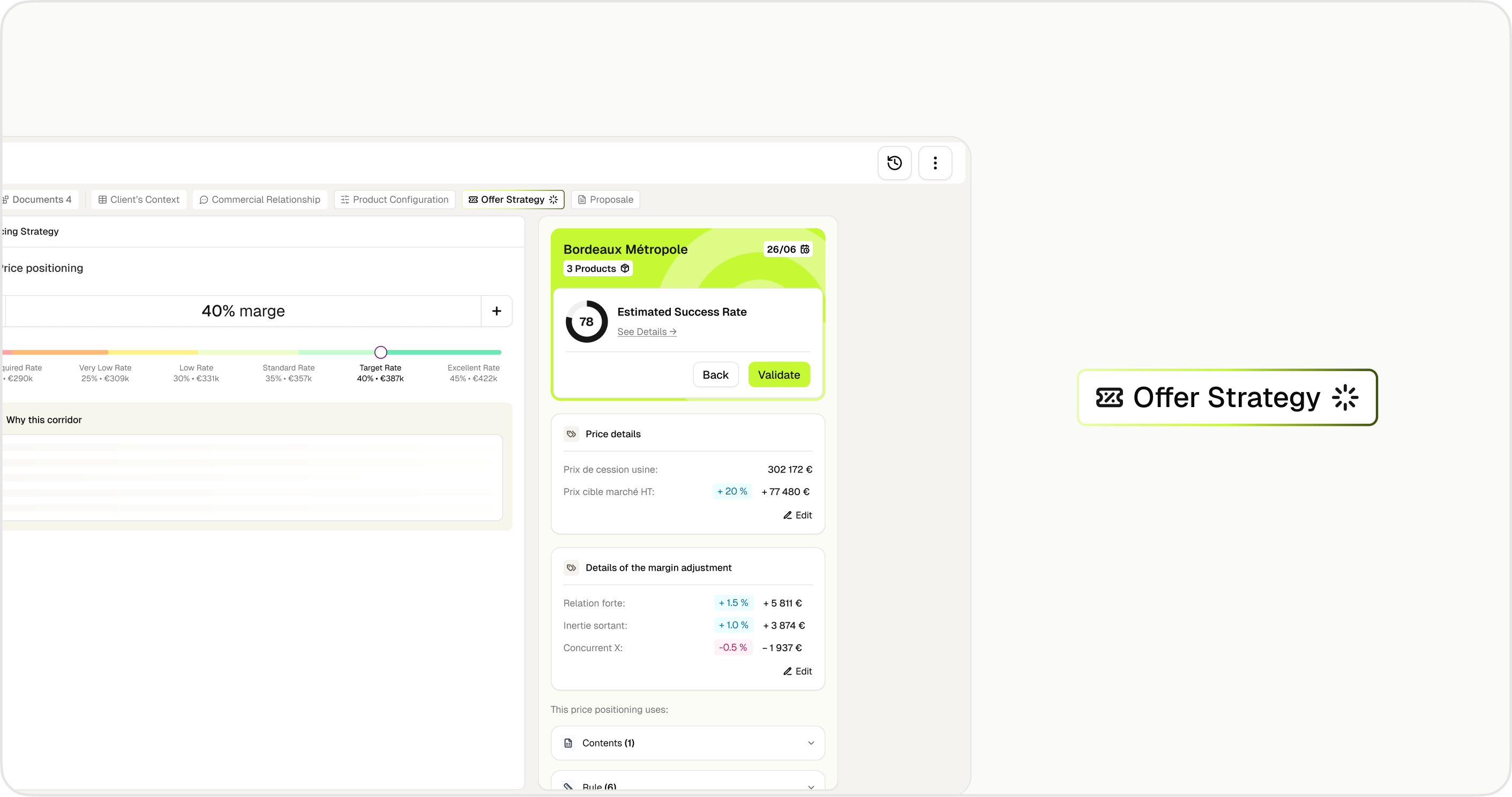 Steero — Offer Strategy screen