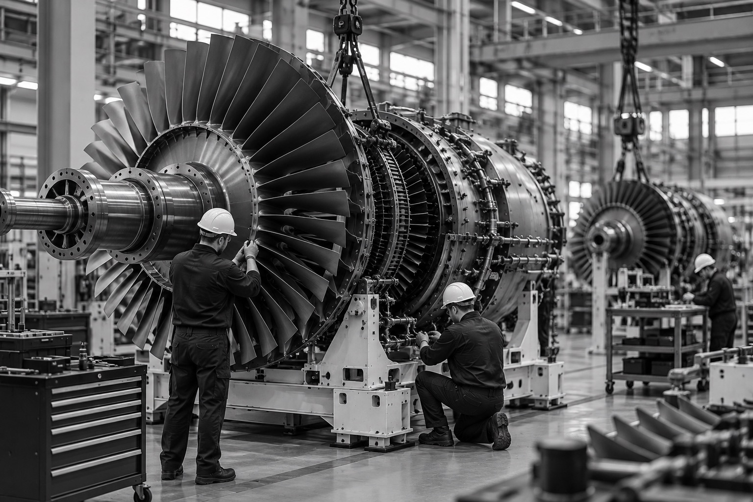 Turbine assembly in a power equipment plant