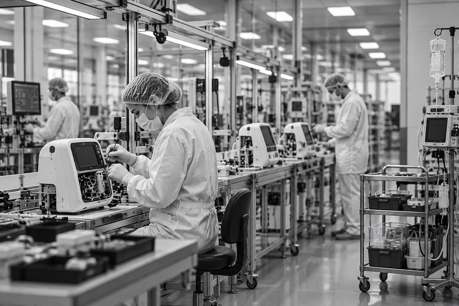 Medical device assembly in a cleanroom